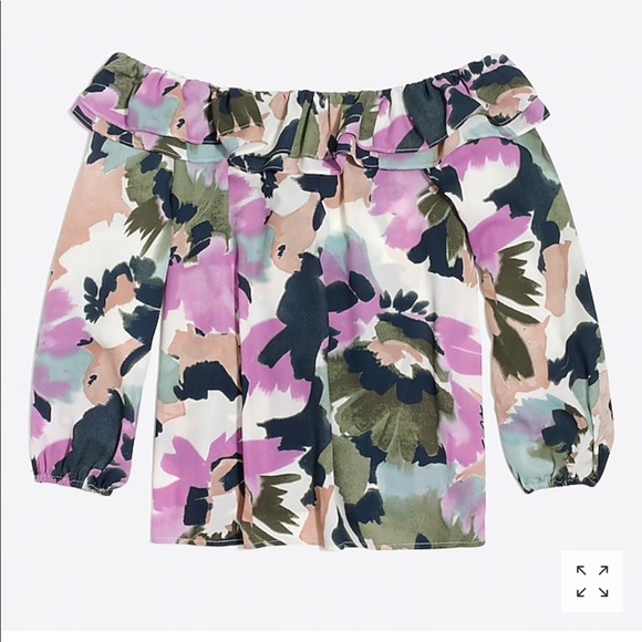 J. Crew Printed Ruffle Convertible Blouse - Picture 4 of 7